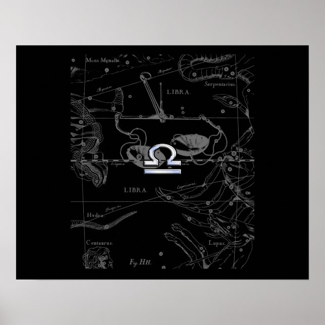 Chrome wie Libra Zodiac Sign auf Hevelius Poster (Vorne)