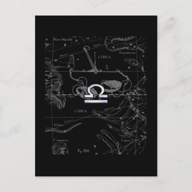 Chrome wie Libra Zodiac Sign auf Hevelius Postkarte (Vorderseite)