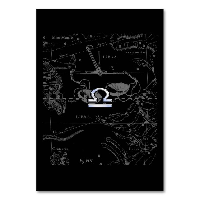 Chrome wie Libra Zodiac Sign auf Hevelius Tischnummer (Vorderseite)