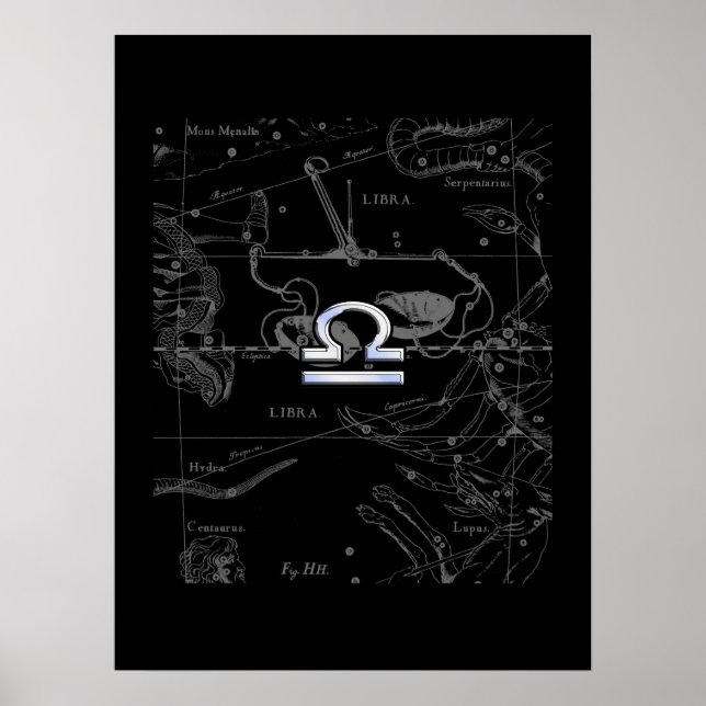 Chrome wie Libra Zodiac Symbol auf Hevelius Poster (Vorne)