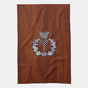 Chrome wie Mahogany Wood Grain Scottish Thistle Handtuch
