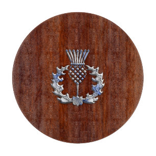 Chrome wie Mahogany Wood Grain Scottish Thistle Schneidebrett