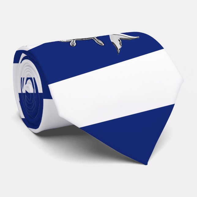 Chrome wie Mermaid auf blauen Streifen der Nautica Krawatte (Gerollt)