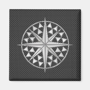 Chrome wie Nautical Star Compass auf Kohlenstofffa Magnet