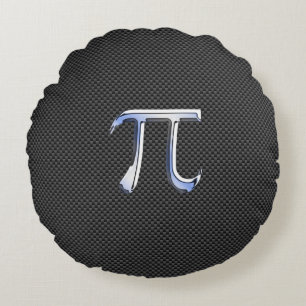 Chrome wie Pi-Symbol auf Carbon Fibre Style Rundes Kissen