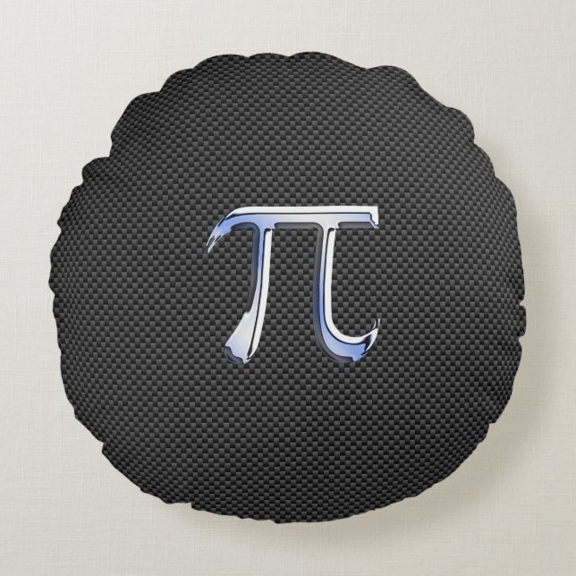 Chrome wie Pi-Symbol auf Carbon Fibre Style Rundes Kissen (Vorderseite)