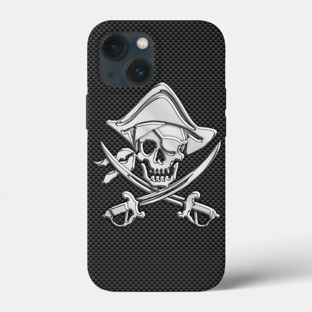 Chrome wie Pirate Crossbones Carbon Fiber Style Case-Mate iPhone Hülle (Rückseite)