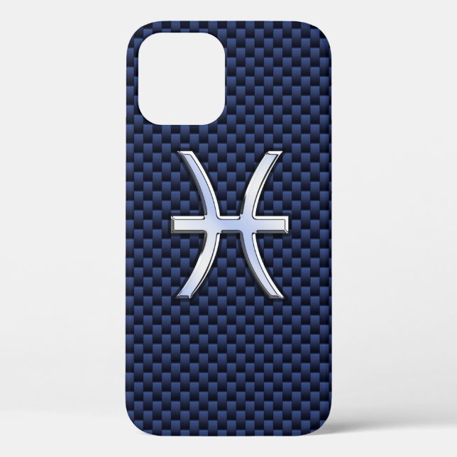 Chrome wie Pisces Sign auf Blue Carbon Fibre Print Case-Mate iPhone Hülle (Rückseite)