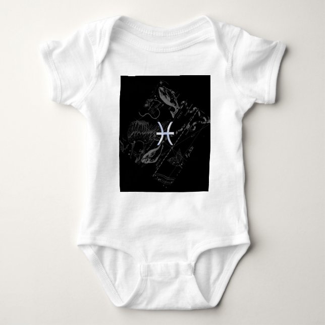 Chrome wie Pisces Zodiac Sign auf Black Hevelius Baby Strampler (Vorderseite)