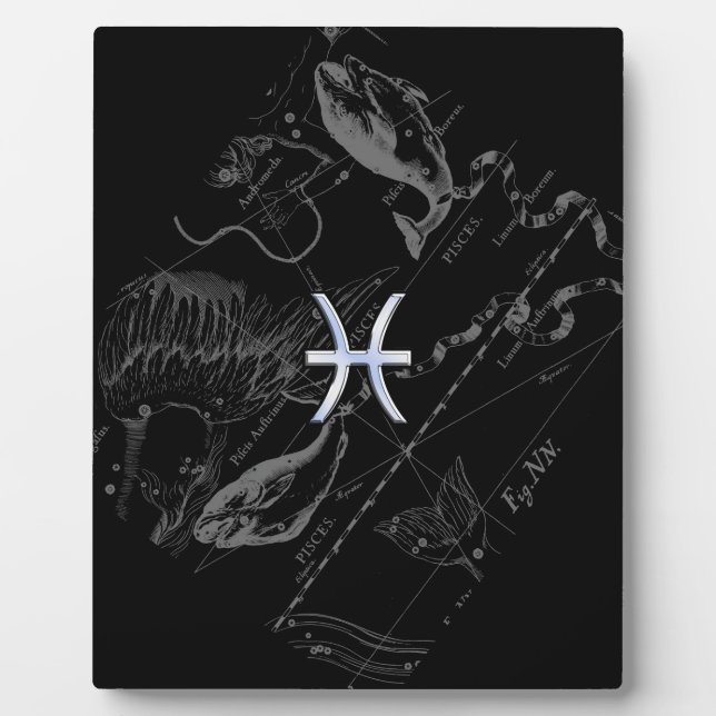 Chrome wie Pisces Zodiac Sign auf Black Hevelius Fotoplatte (Vorderseite)