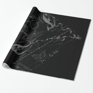 Chrome wie Pisces Zodiac Sign auf Black Hevelius Geschenkpapier