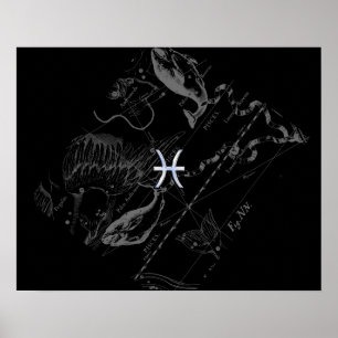 Chrome wie Pisces Zodiac Sign auf Hevelius 1690 Poster