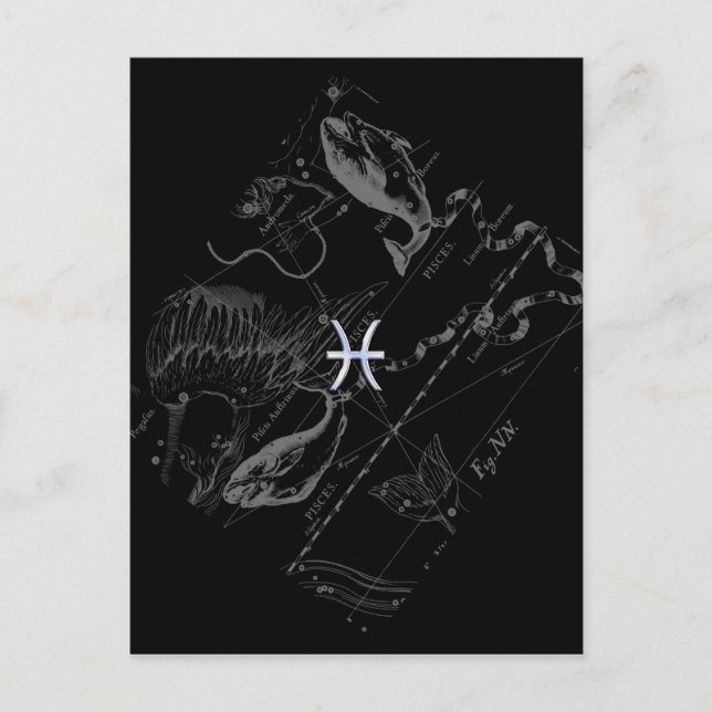 Chrome wie Pisces Zodiac Sign auf Hevelius 1690 Postkarte (Vorderseite)