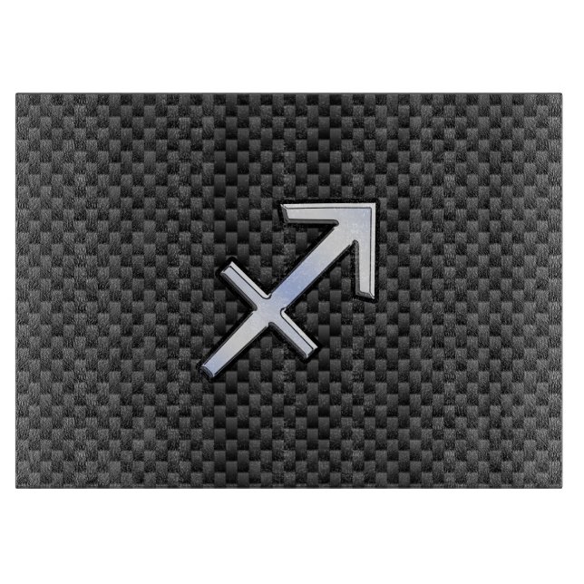 Chrome wie Sagittarius Sign Carbon Fibre Print Schneidebrett (Vorderseite)