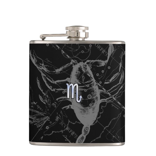 Chrome wie Scorpio Zodiac Sign auf Hevelius Flachmann (Vorderseite)