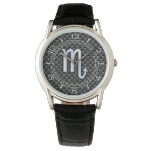Chrome wie Scorpio Zodiac Sign Carbon Dial Armbanduhr