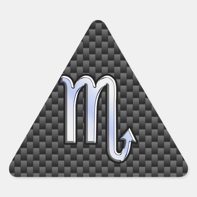 Chrome wie Scorpio Zodiac Sign Carbon Fibre Print Dreieckiger Aufkleber (Vorderseite)