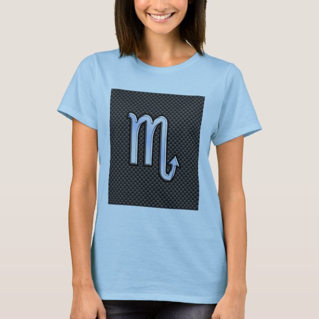 Chrome wie Scorpio Zodiac Sign Carbon Fibre Print T-Shirt (Vorderseite)