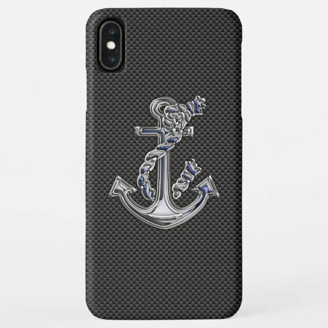 Chrome wie Seidenanker Blau auf Kohlenstofffaser Case-Mate iPhone Hülle (Rückseite)