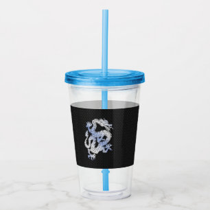 Chrome wie silber Dragon Black Snake Skin Stil Acryltrinkbecher