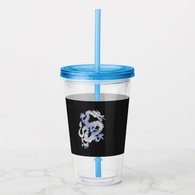 Chrome wie silber Dragon Black Snake Skin Stil Acryltrinkbecher (Vorderseite)