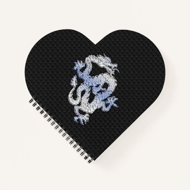 Chrome wie silber Dragon Black Snake Skin Stil Notizbuch (Vorderseite)