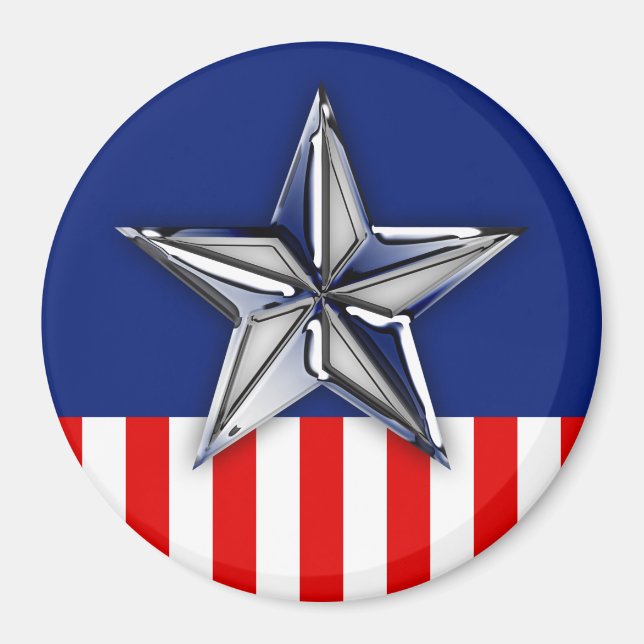 Chrome wie Silver Star Festive Patriotic Colors Magnet (Vorne)