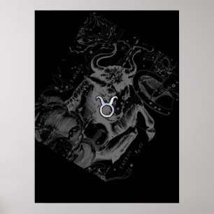Chrome wie Taurus Zodiac Sign auf Hevelius Black Poster
