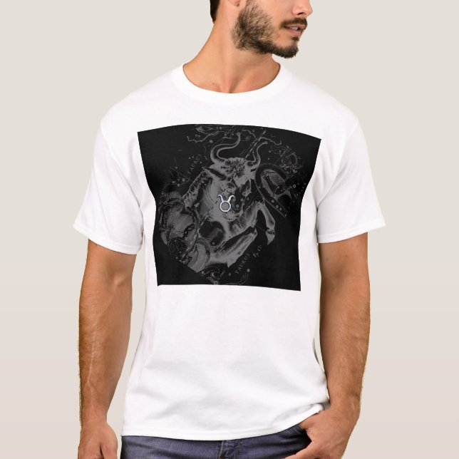 Chrome wie Taurus Zodiac Sign auf Hevelius Black T-Shirt (Vorderseite)