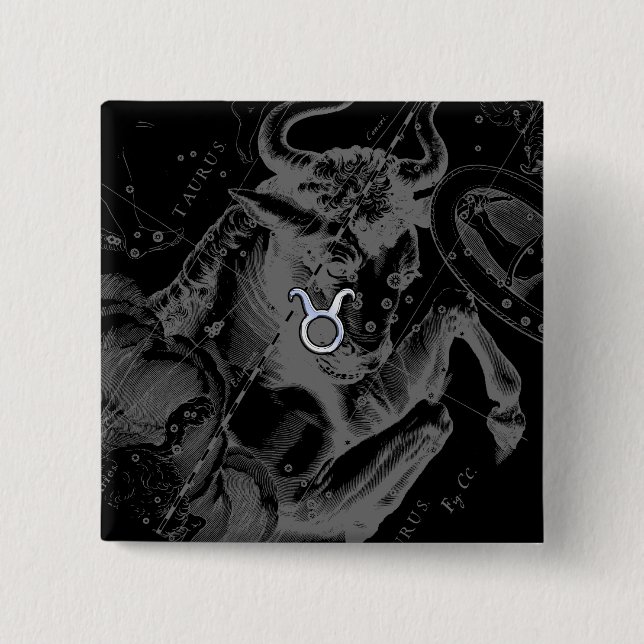 Chrome wie Taurus Zodiac Sign auf Hevelius Dekor Button (Vorderseite)
