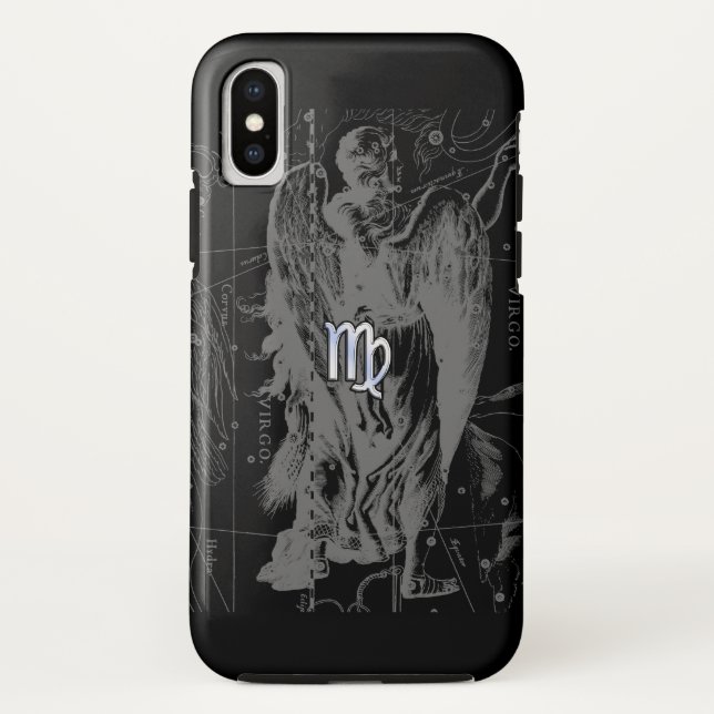 Chrome wie Virgo Zodiac Sign auf Black Hevelius Case-Mate iPhone Hülle (Rückseite)
