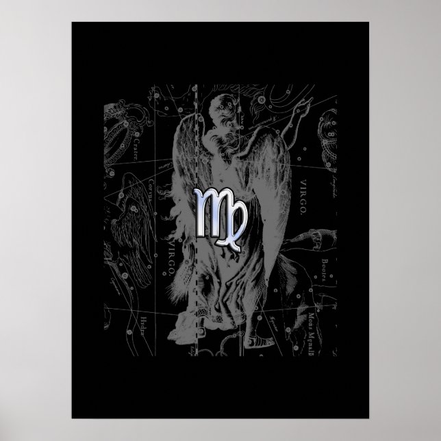 Chrome wie Virgo Zodiac Sign auf Black Hevelius Poster (Vorne)