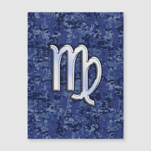 Chrome wie Virgo Zodiac Sign auf Blue Digital Camo Magnetkarte