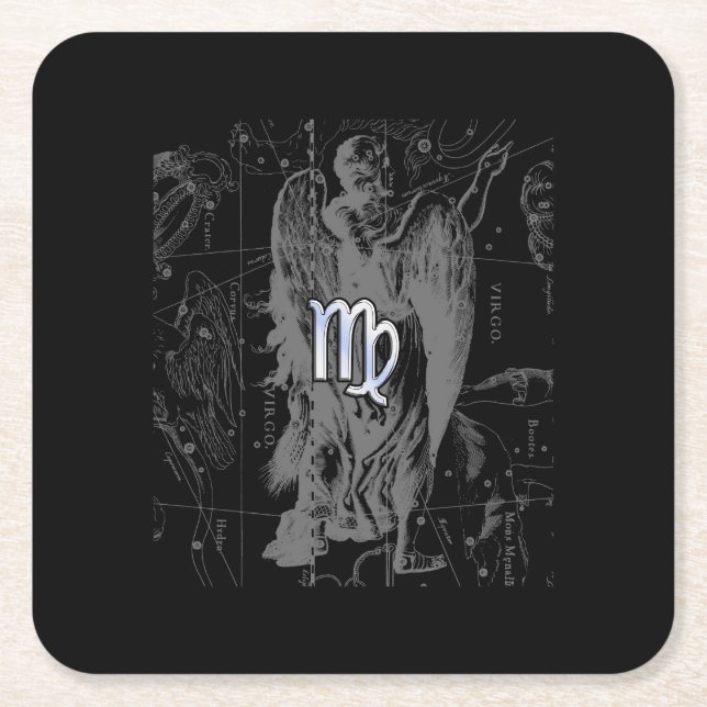 Chrome wie Virgo Zodiac Sign auf Hevelius in Schwa Rechteckiger Pappuntersetzer (Vorderseite)