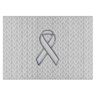 Chrome wie Weißer Strick Band-Bewusstsein Printwer Schneidebrett