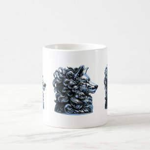 Chrome-Wolf-Brust-Skulptur Kaffeetasse