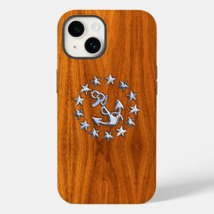 Chrome Yacht Flag auf Teak Wood Case-Mate iPhone 14 Hülle