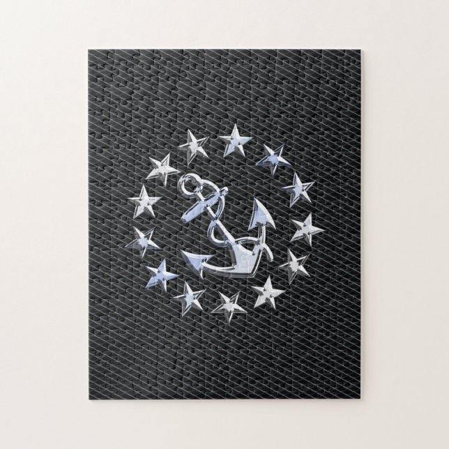 Chrome Yacht Naval Flag auf Automotive Grille Prin Puzzle (Vertikal)