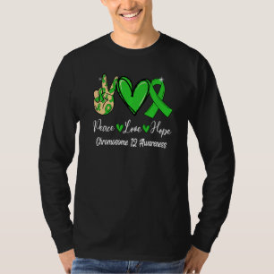 Chromosom 12 Awareness Peace Liebe Hope Green Ribb T-Shirt