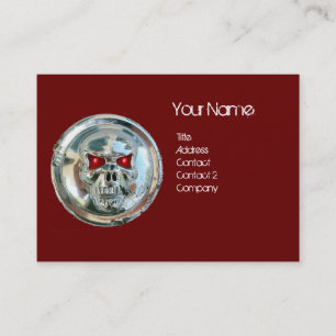 CHROMSCHÄDEL SCHWARZ UND ROT RUBIN-MONOGRAMM VISITENKARTE