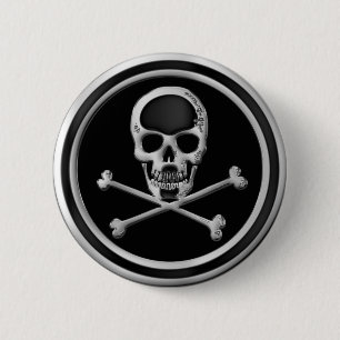 CHROMSKULL UND KREUZELN BUTTON