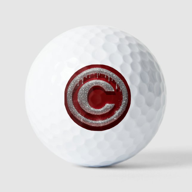 Chromtropf Glitter Buchstabe C Monogramm Golfball (Vorderseite)