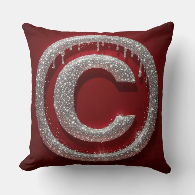 Chromtropf Glitter Buchstabe C Monogramm Kissen (Vorderseite)