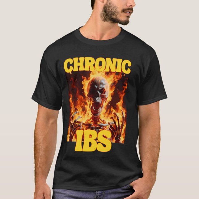 Chronic IBS Funny Cringe Hard Skelett Meme Flames T-Shirt (Vorderseite)