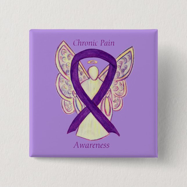 Chronic Pain Awareness Angel Ribbon Art Button (Vorderseite)