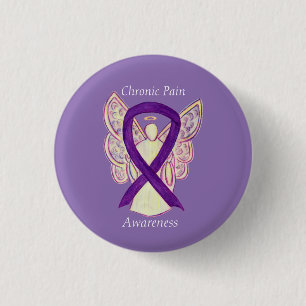 Chronic Pain Awareness Angel Ribbon Art Button