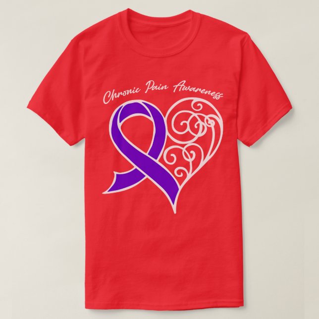 Chronic Pain Awareness Heart Ribbon Geschenk Valen T-Shirt (Design vorne)