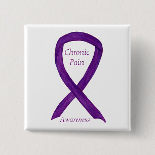 Chronic Pain Awareness Ribbon Custom Art Button