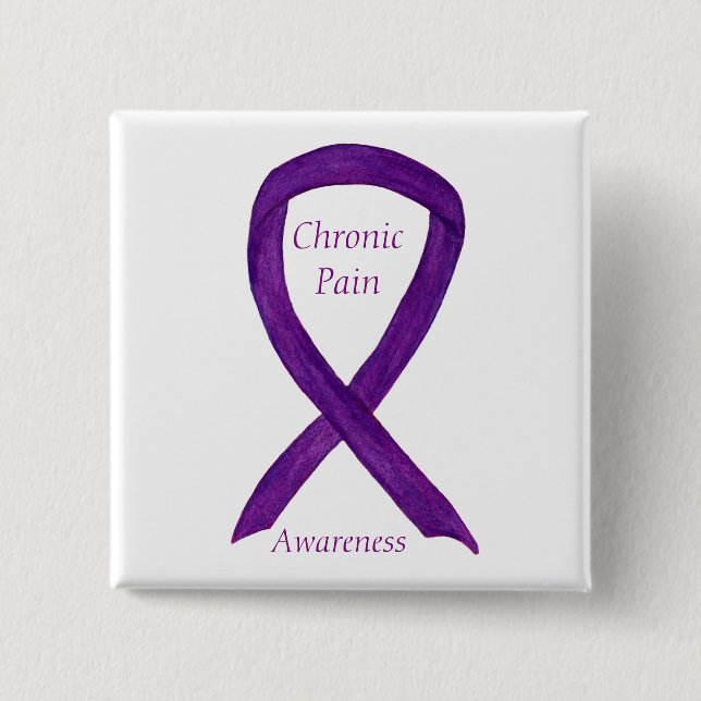 Chronic Pain Awareness Ribbon Custom Art Button (Vorderseite)