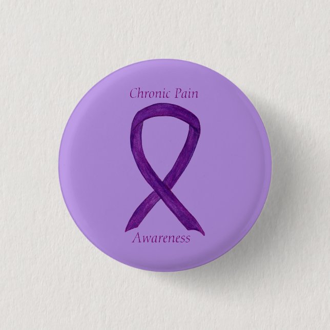 Chronic Pain Awareness Ribbon Custom Art Button (Vorderseite)